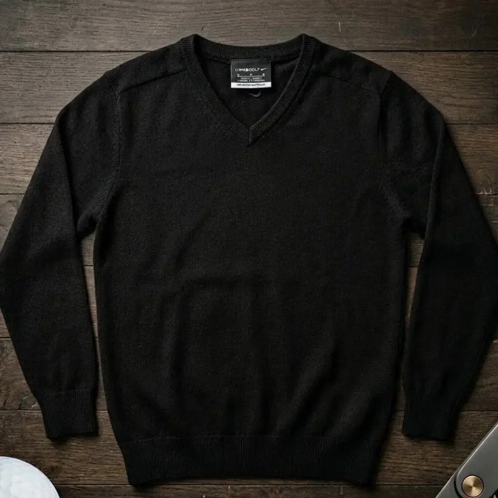 Nike Men's M V-Neck Sweater Wool Blend Black Old Money Preppy Minimalist Y2K